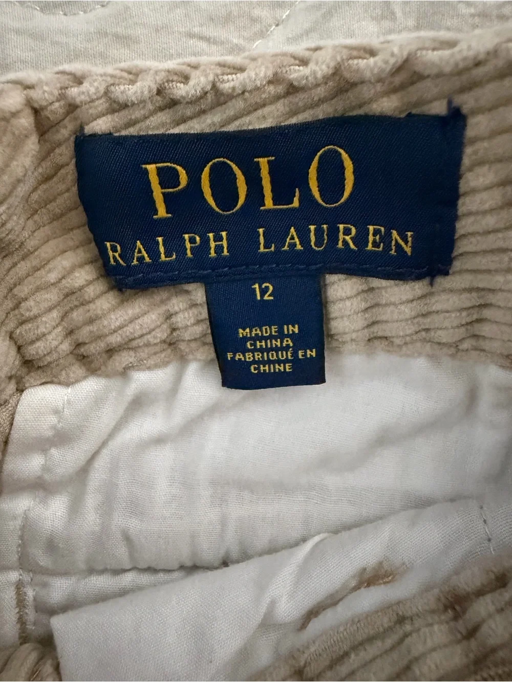 Polo Ralph Lauren Corduroy Pants boys size 12classic fit
